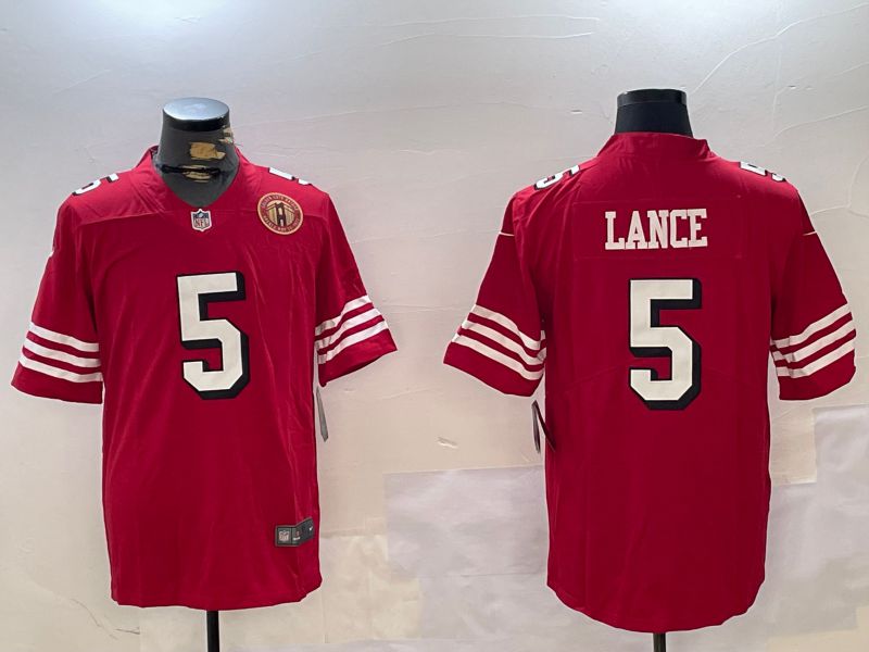 Men San Francisco 49ers #5 Lance Red Second generation 2024 Nike Limited NFL Jersey style 4
